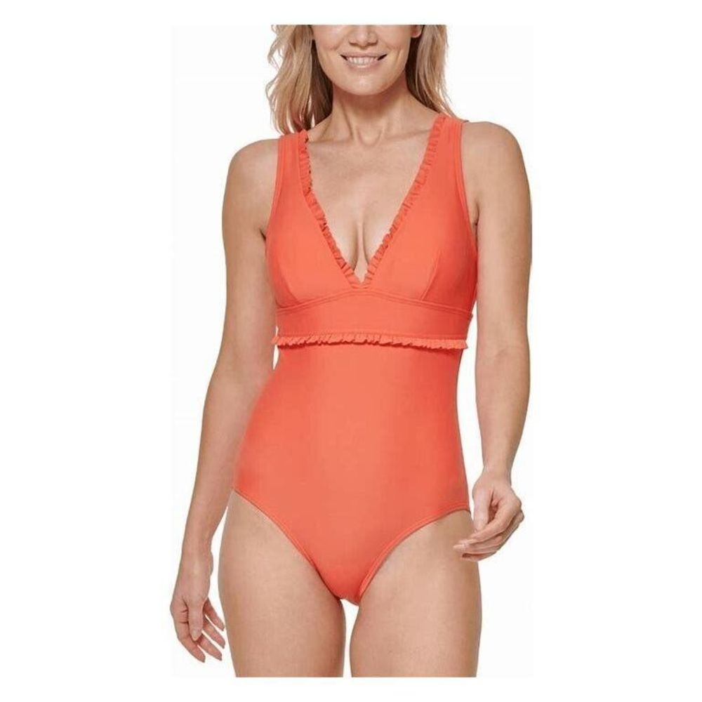 Tommy Hilfiger Ruffled One-Piece Swimsuit Women's Swimsuit Size 10 - Picture 2 of 2